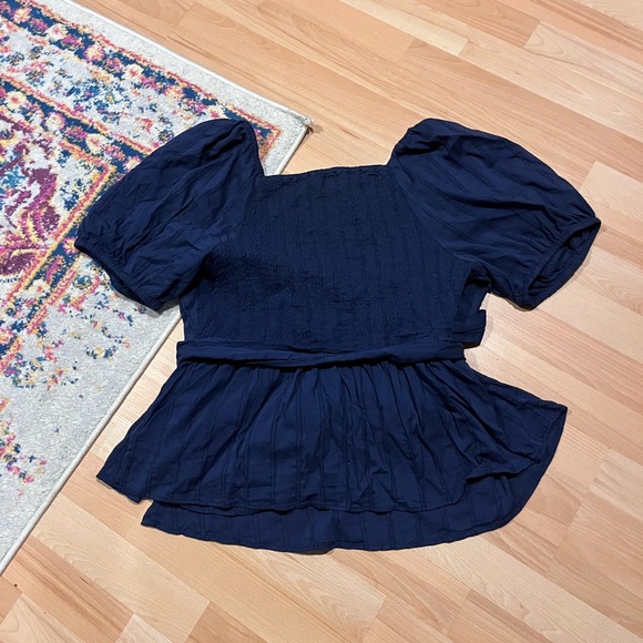 Navy blue wrap top - Picture 4 of 5